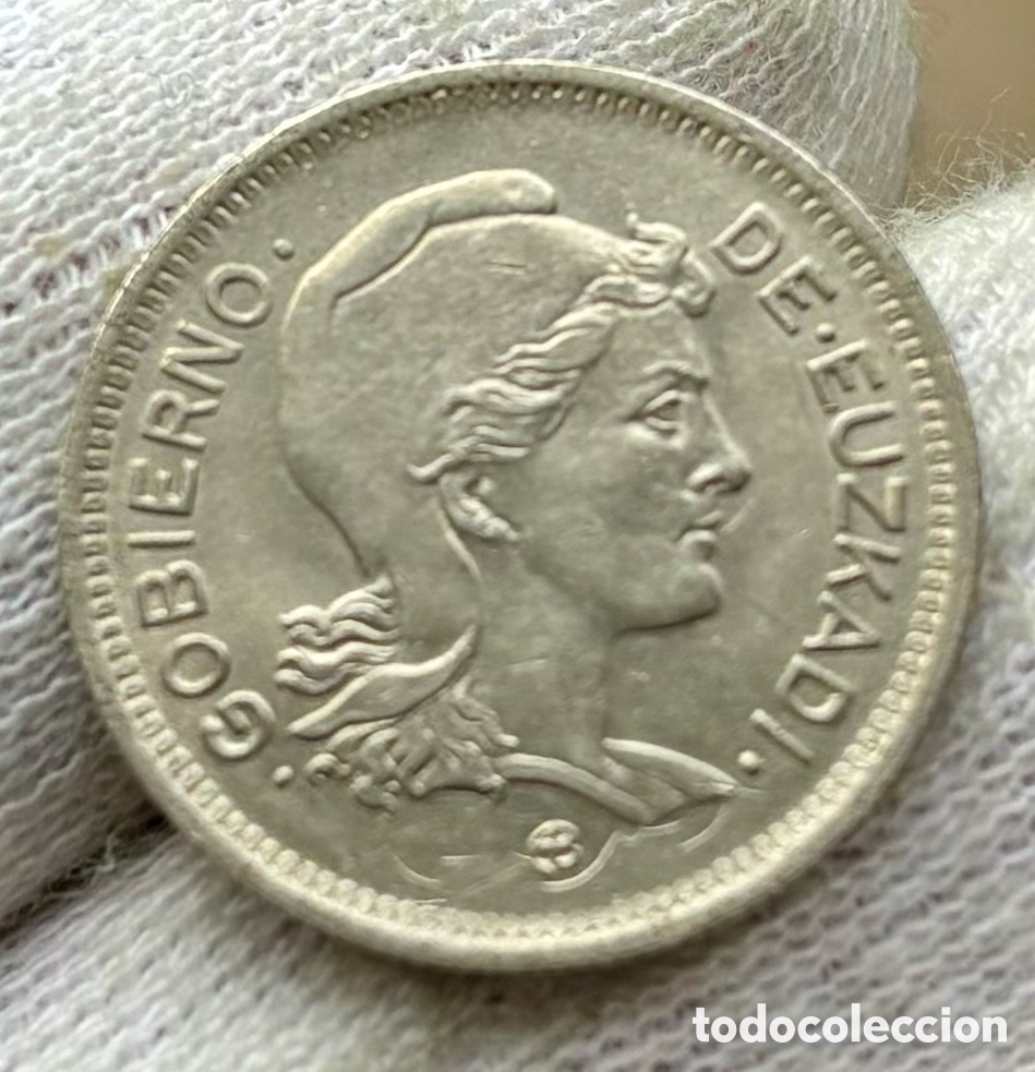 Monedas Franco: Moneda 1 Peseta 1937 EUZKADI - Foto 2