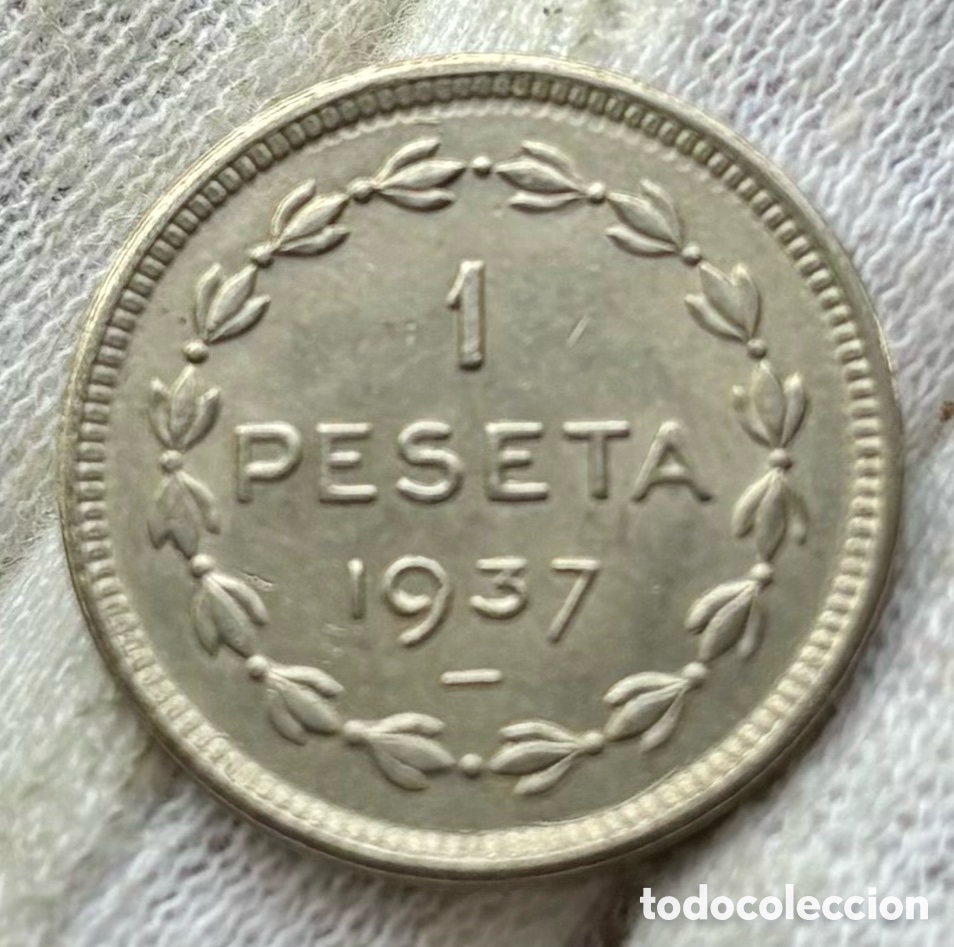 Monedas Franco: Moneda 1 Peseta 1937 EUZKADI - Foto 1