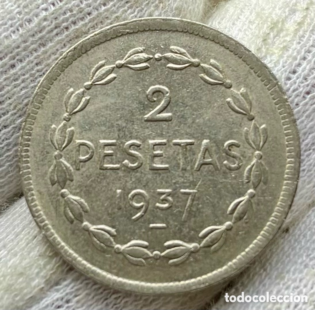 Monedas Franco: Moneda 2 Pesetas 1937 EUZKADI - Foto 1