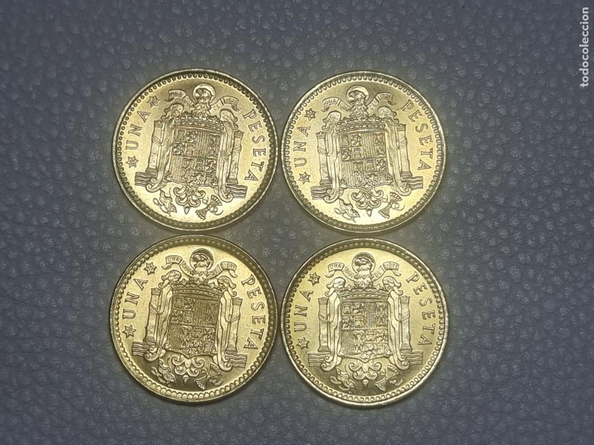 Monedas Franco: 4 MONEDAS 1 PESETA 1966 72,73,74 Y 75 SC DE CARTUCHO