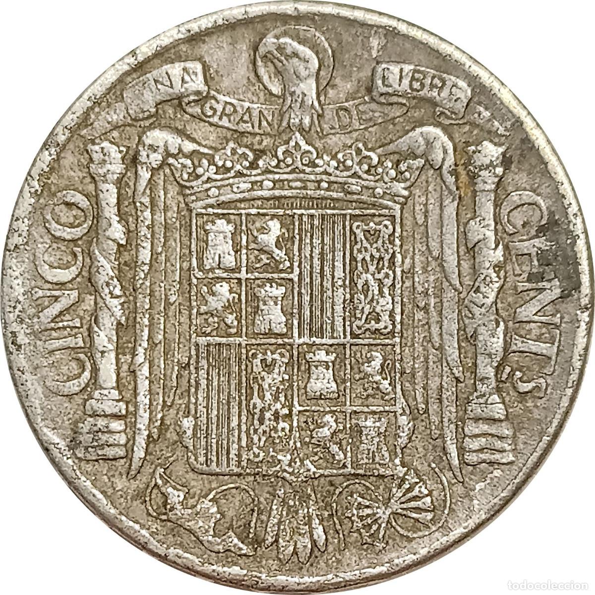 Monedas Franco: &Omega; Espa&ntilde;a. 5 c&eacute;ntimos de 1940 (Dictadura de Franco). KM# 765. (518).