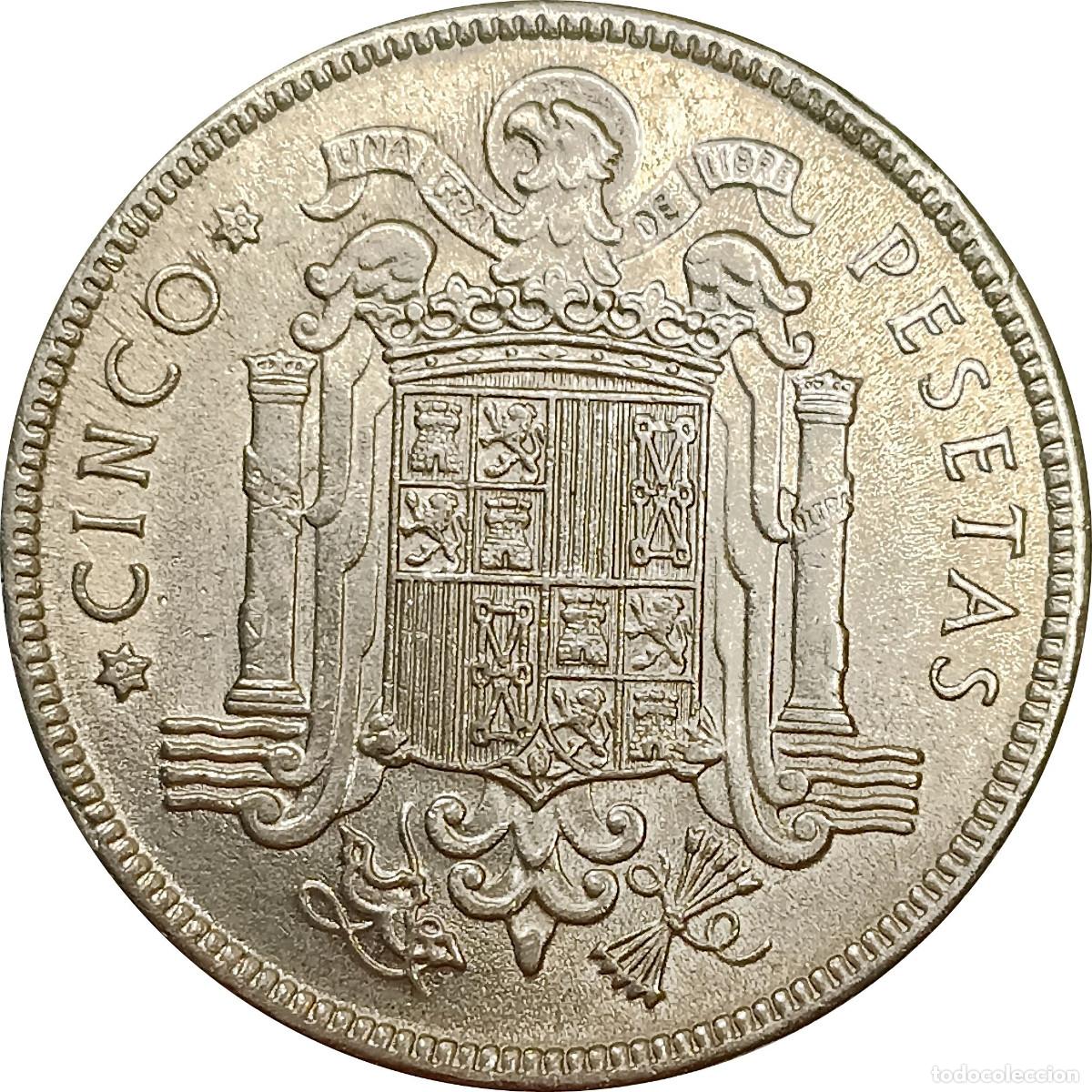 Monete Franco: Espa&ntilde;a. 5 pesetas 1949 *50 (Dictadura de Franco). KM# 778. (510).