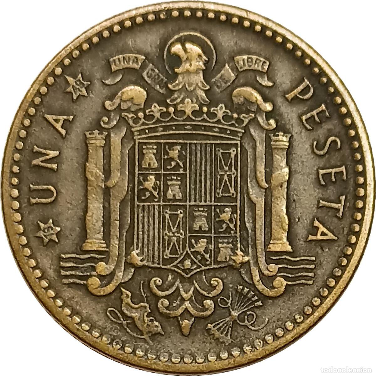 Monedas Franco: &Omega; Espa&ntilde;a. 1 peseta de 1947 *49 (Dictadura de Franco). KM# 775. (533).