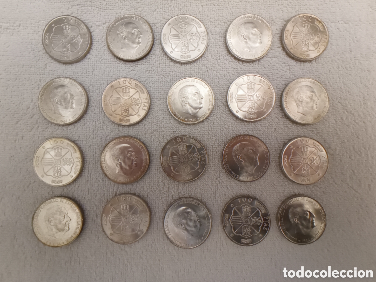 Monedas Franco: 1966, 20 Monedas de 100 pesetas sin circular