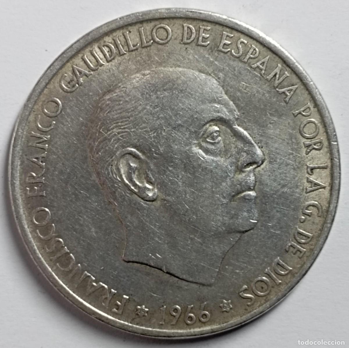 Monedas Franco: Moneda de Espa&ntilde;a 100 pesetas de 1966 de plata - Foto 2
