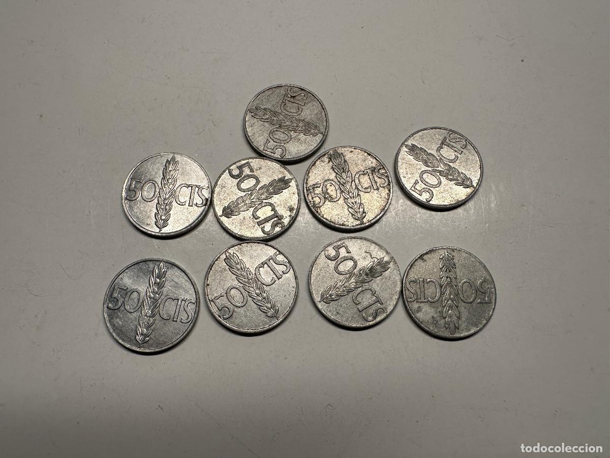 Monedas Franco: LOTE DE 9 MONEDAS DE 50 CENTIMOS DE FRANCO