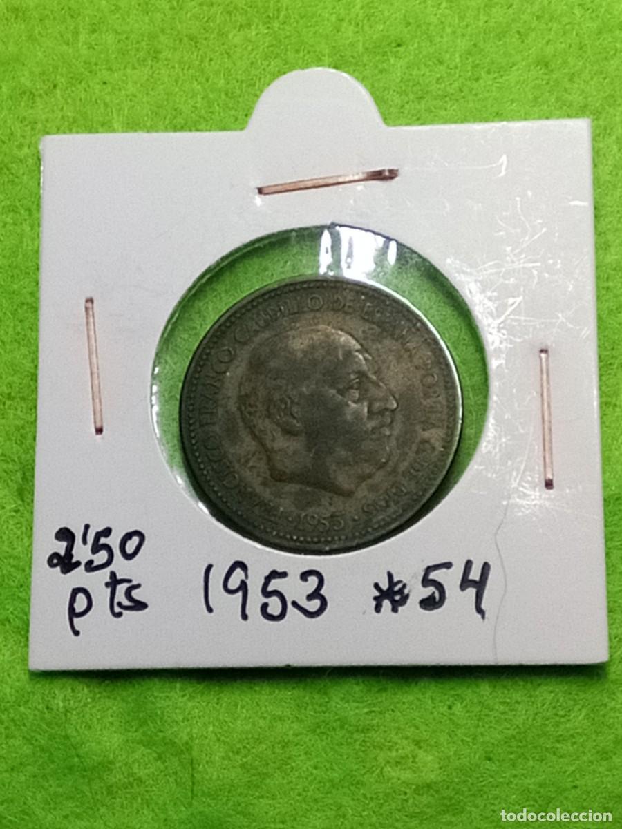 Monedas Franco: Monedas de 2,50 pesetas. espa&ntilde;olas