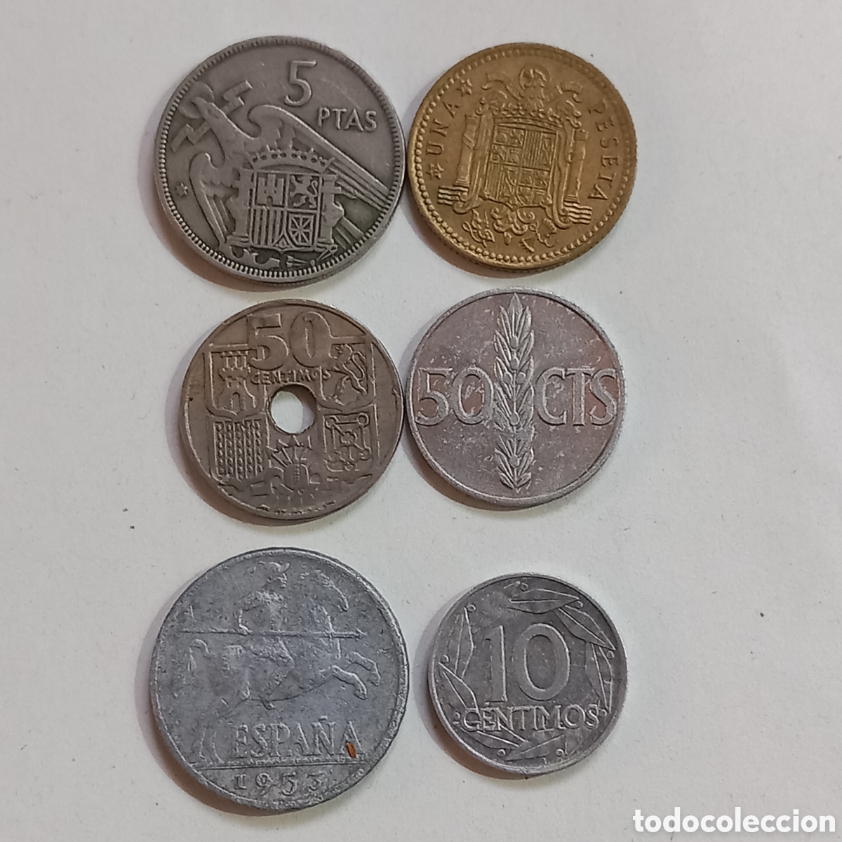 Monedas Franco: Lote 6 monedas de Franco (1949-1966, Espa&ntilde;a)