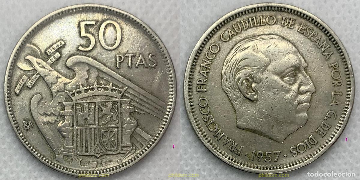 Monedas Franco: 3011 ESPA&Ntilde;A 1957 ESPA&Ntilde;A 50 PESETAS 1957 BA BARCELONA