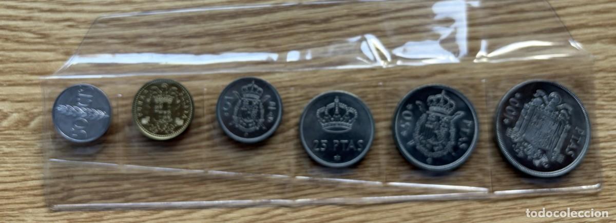 Monedas Franco: ESPA&Ntilde;A - Set (serie) seis monedas a&ntilde;o 1975 *76* - primeras de Juan Carlos - no circuladas