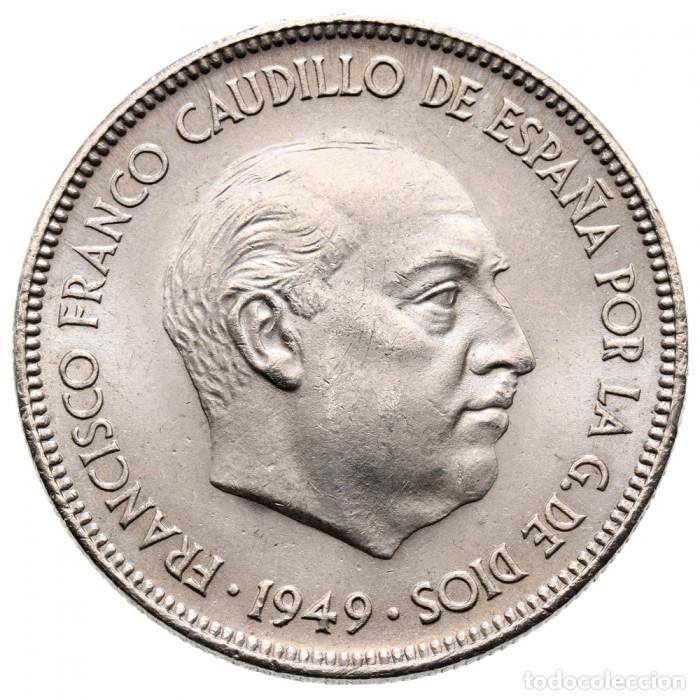Monedas Franco: 5 pesetas de Franco a&ntilde;o 1949 estrella 19-50