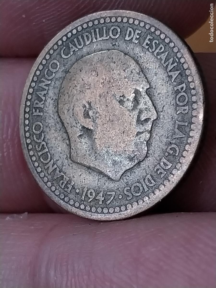 Monedas Franco: PESETA 1947 ESTRELLAS - 19 - ILEGIBLES **-*- *-* MONEDA ORIGINAL CIRCULADA ESTADO ESPA&Ntilde;OL