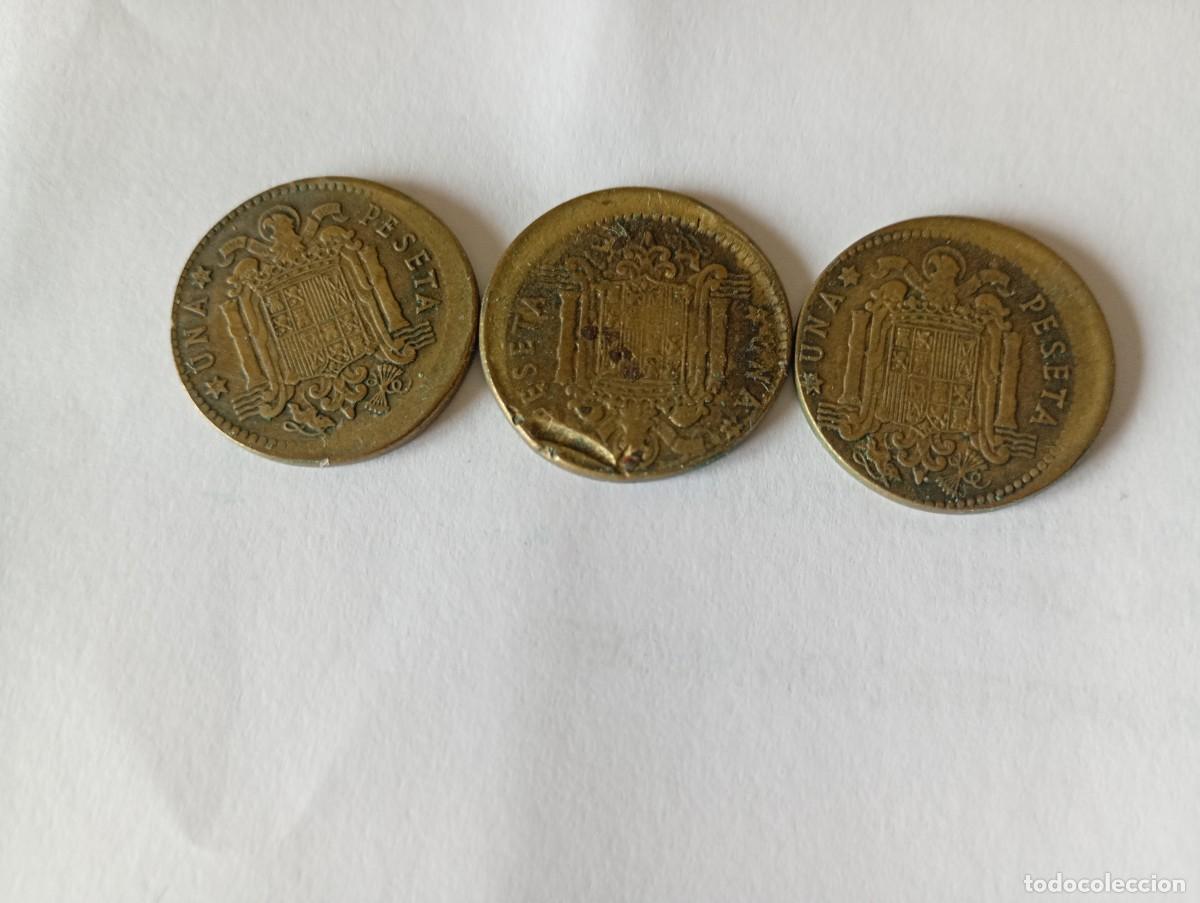 Monedas Franco: LOTE 3 MONEDAS 1 PTA. 1963 ACU&Ntilde;ACION DESPLAZADA