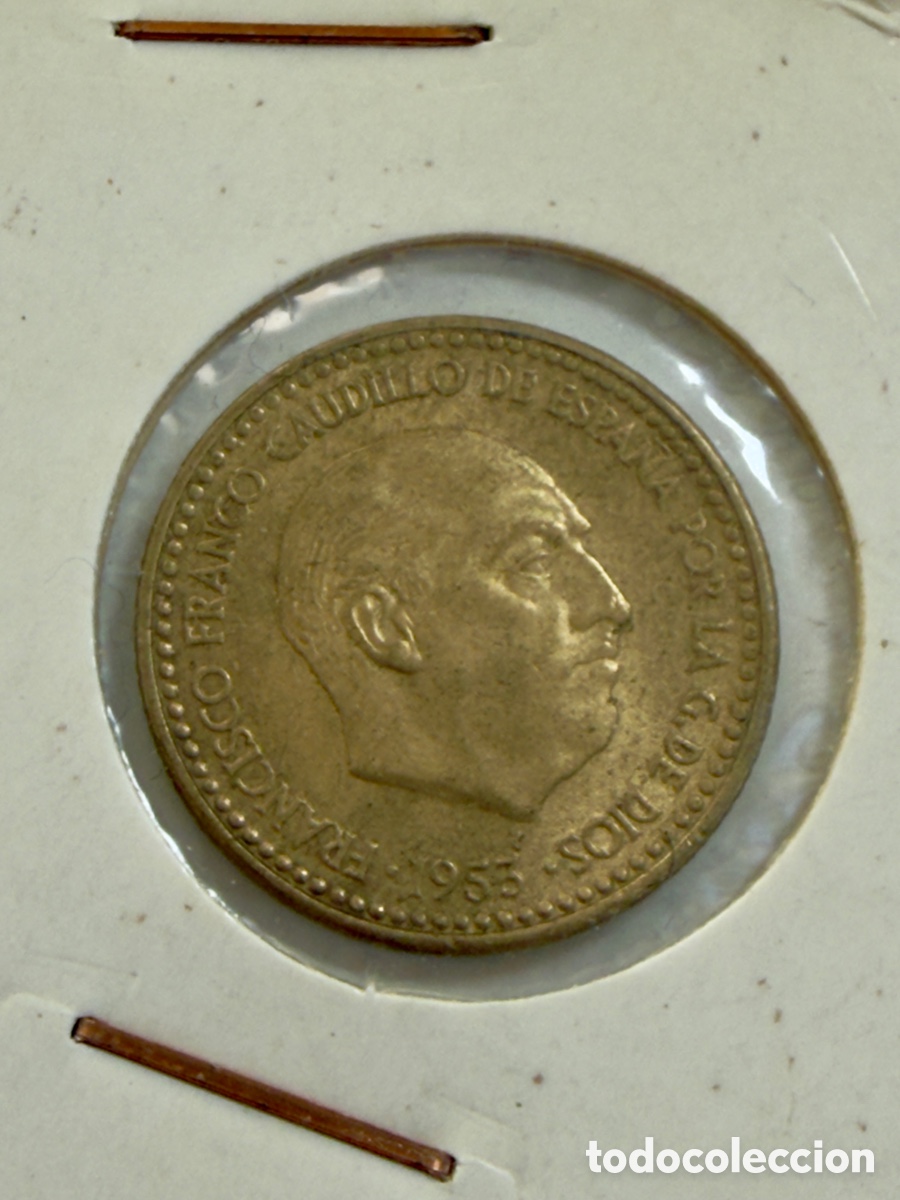 Monedas Franco: 1 Peseta 1953 (56) Franco &ndash; EBC+ &ndash; Excelente Conservaci&oacute;n &ndash; Muy Atractiva
