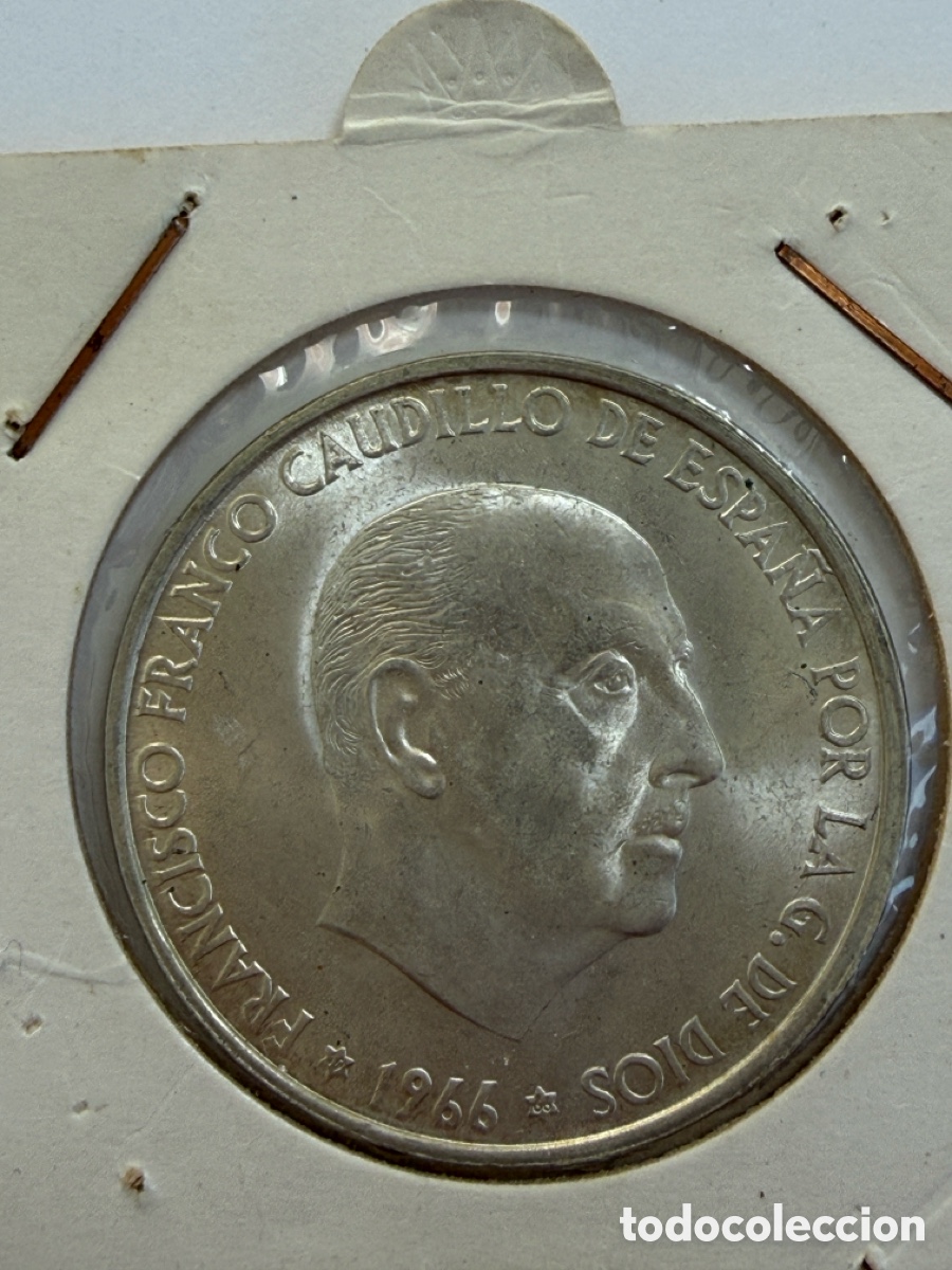 Monedas Franco: 100 Pesetas 1966*66 Plata &ndash; Sin Circular &ndash; Excelente Brillo Original &ndash; Pieza Muy Atractiva