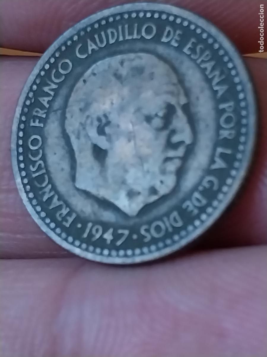 Monedas Franco: 1947 PESETA PTA ESTRELLAS ILEGIBLES MONEDA ESTADO ESPA&Ntilde;OL ORIGINAL CIRCULADA ..**--
