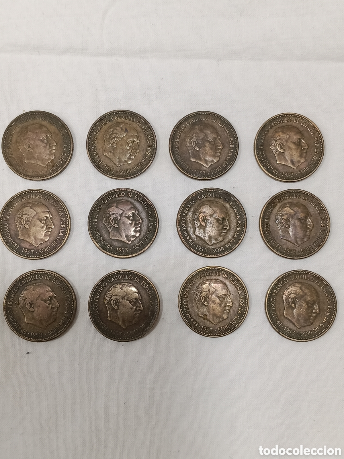 Monedas Franco: ESPA&Ntilde;A. 2,5 PESETAS. FRANCO 1953. ESTRELLAS 54 Y 56. (12 MONEDAS)