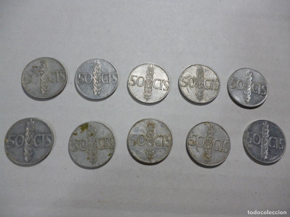 Monedas Franco: LOTE 10 MONEDAS 50 C&Eacute;NTIMOS 1966 - ESTRELLAS 71-68 - EN ALGUNAS NO SE V&Eacute; EL N&ordm; DE ESTRELLA -