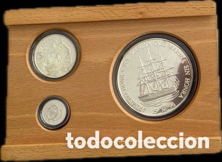 Moedas Franco: Colecci&oacute;n plata ECU 1996. Serie completa 3 valores PLATA. Homenaje Marina Espa&ntilde;ola.