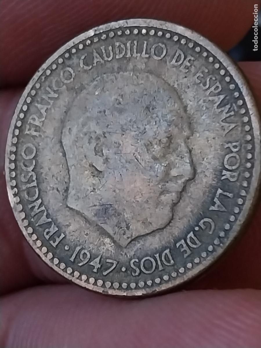 Monedas Franco: 1947 PESETA PTA ESTRELLAS ILEGIBLE MONEDA ESTADO ESPA&Ntilde;OL ORIGINAL CIRCULADA -***+
