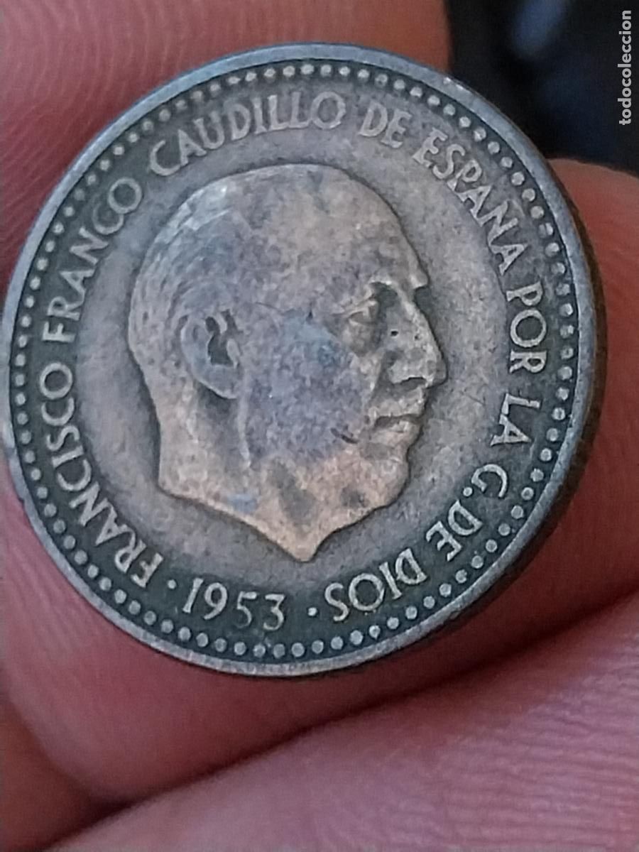 Monedas Franco: 1953 PESETA PTA ESTRELLAS ILEGIBLE MONEDA ESTADO ESPA&Ntilde;OL ORIGINAL CIRCULADA -***++