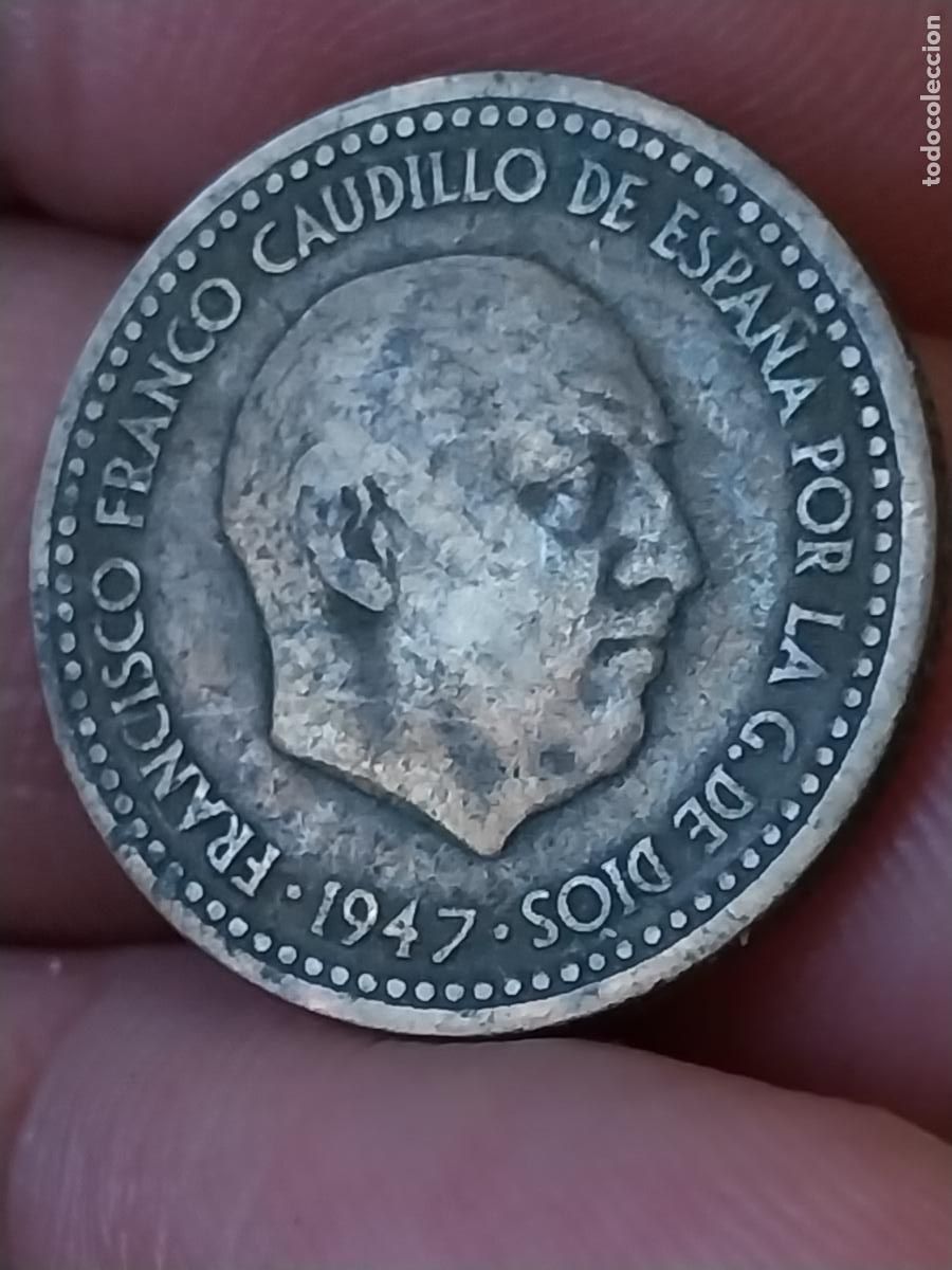 Monedas Franco: 1947 PESETA PTA ESTRELLAS ILEGIBLE MONEDA ESTADO ESPA&Ntilde;OL ORIGINAL CIRCULADA -*+*+*+