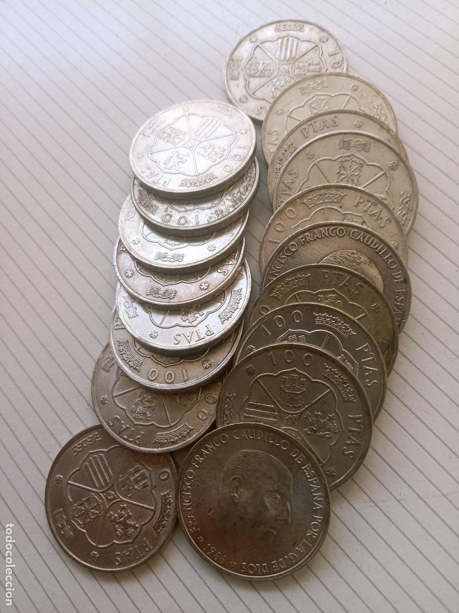 Monedas Franco: Francisco Franco. 18 monedas de 100 pesetas de plata de 1966