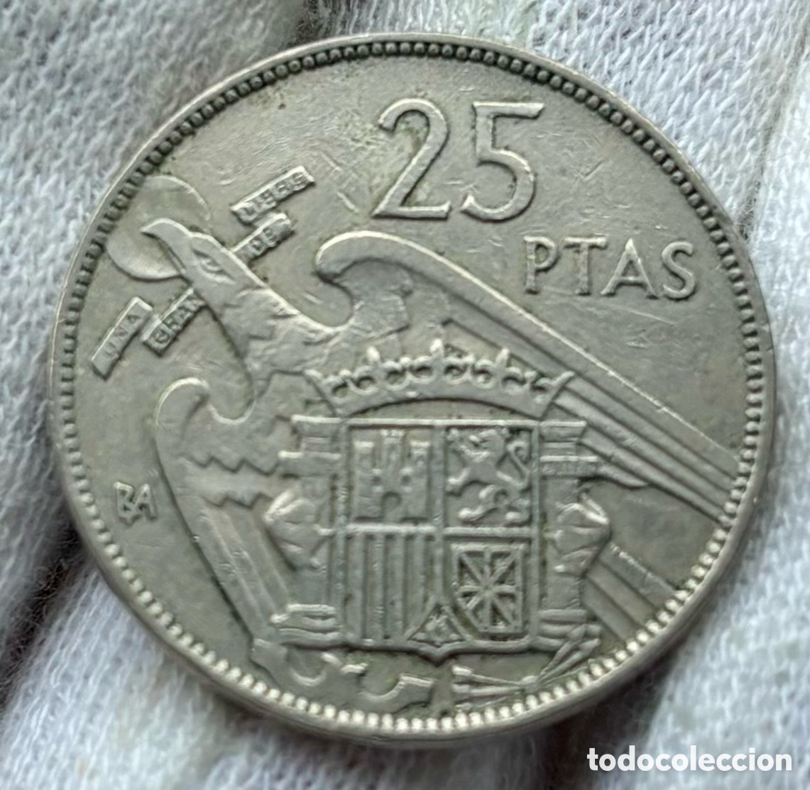 Monedas Franco: Moneda 25 Pesetas 1957 BA. Serie Barcelona Franco