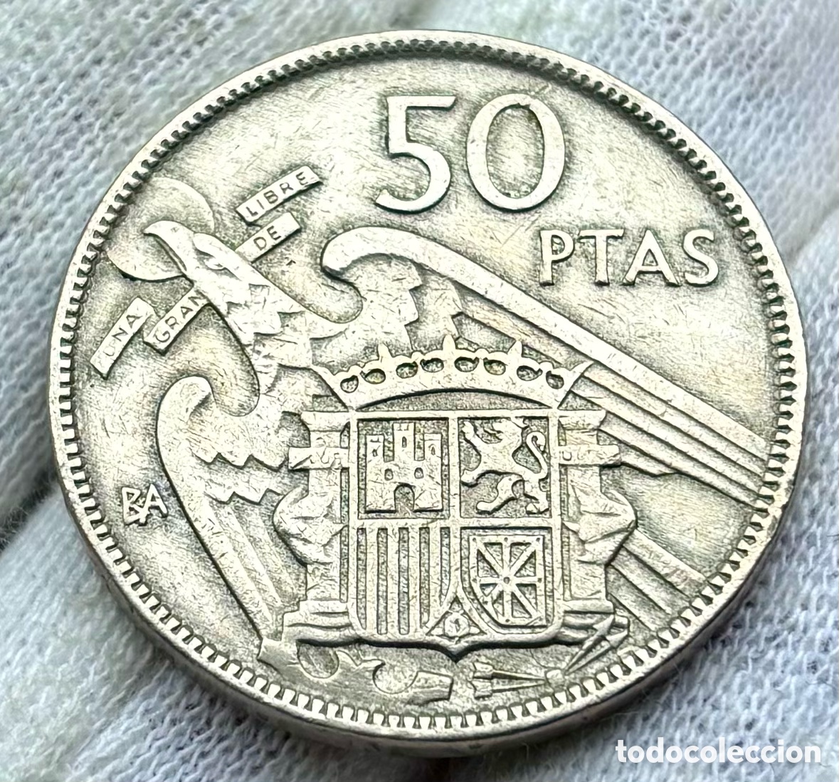 Monedas Franco: Moneda 50 Pesetas 1957 BA. Serie Barcelona. Franco