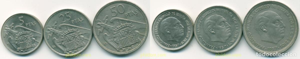 Monedas Franco: 1142 ESPA&Ntilde;A 1957 ESTADO ESPA&Ntilde;OL. SERIE COMPLETA 1957 BA BARCELONA.