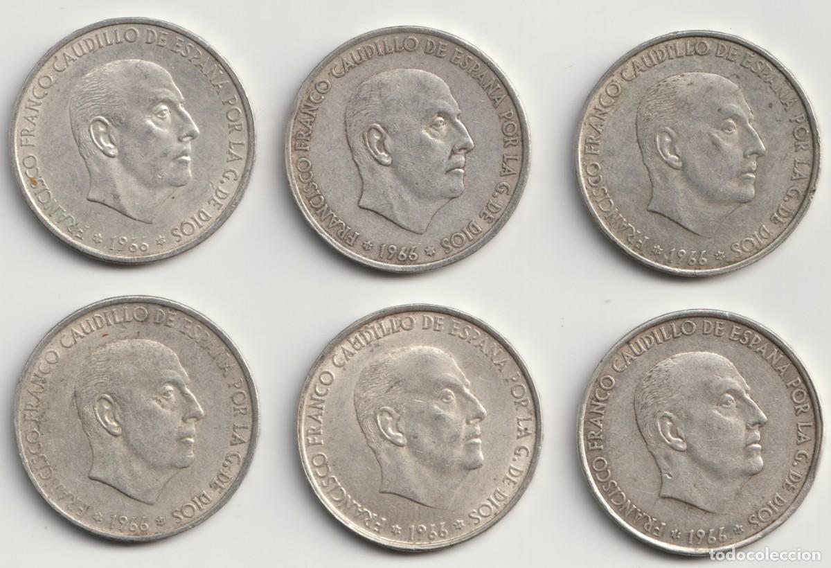 Monedas Franco: Espa&ntilde;a. Lote de 6 monedas de 100 Pesetas 1966 Plata 6