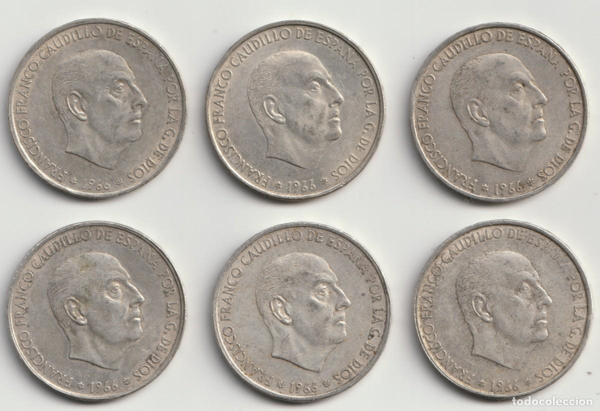 Monedas Franco: Espa&ntilde;a. Lote de 6 monedas de 100 Pesetas 1966 Plata 7