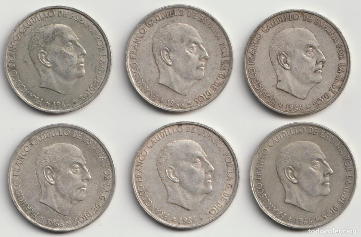 Monedas Franco: Espa&ntilde;a. Lote de 6 monedas de 100 Pesetas 1966 Plata 8