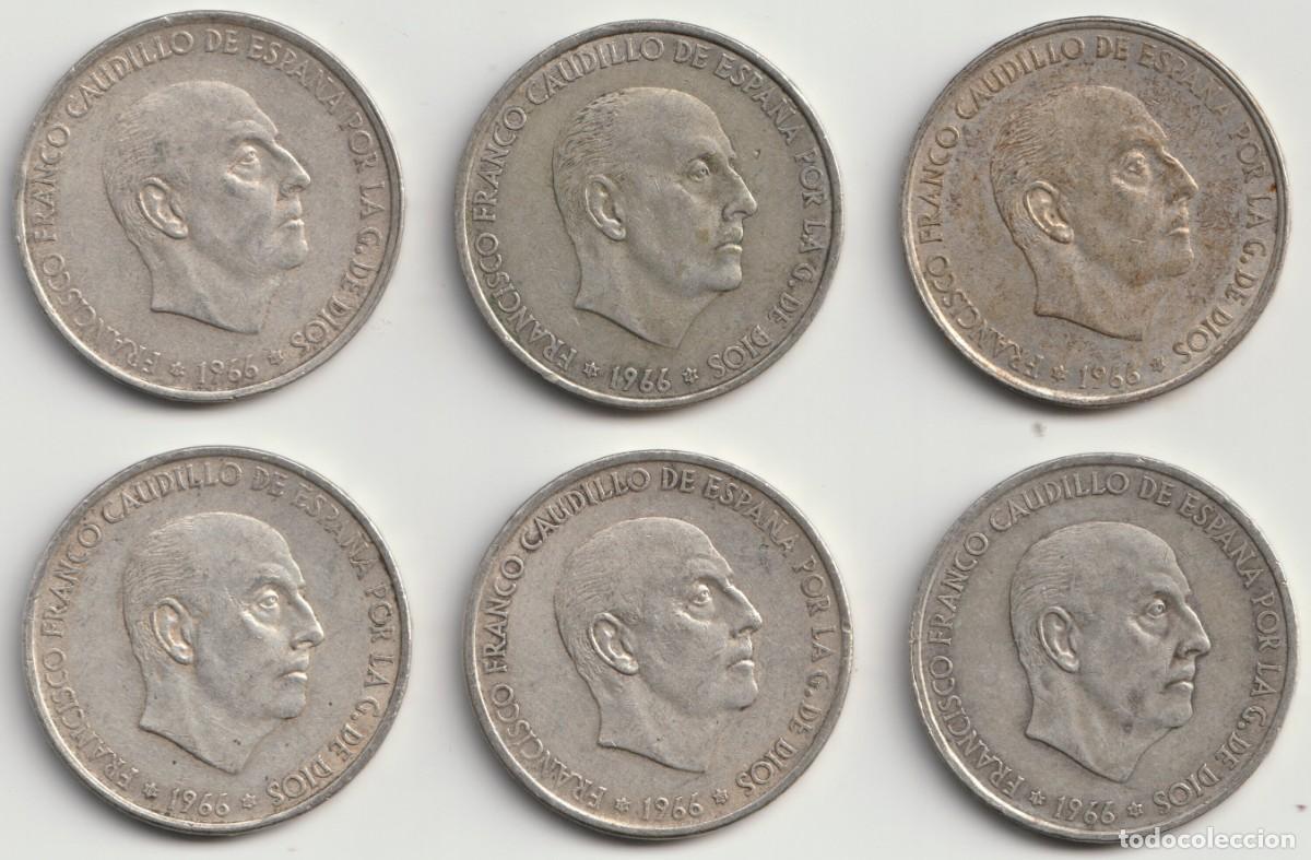 Monedas Franco: Espa&ntilde;a. Lote de 6 monedas de 100 Pesetas 1966 Plata 10