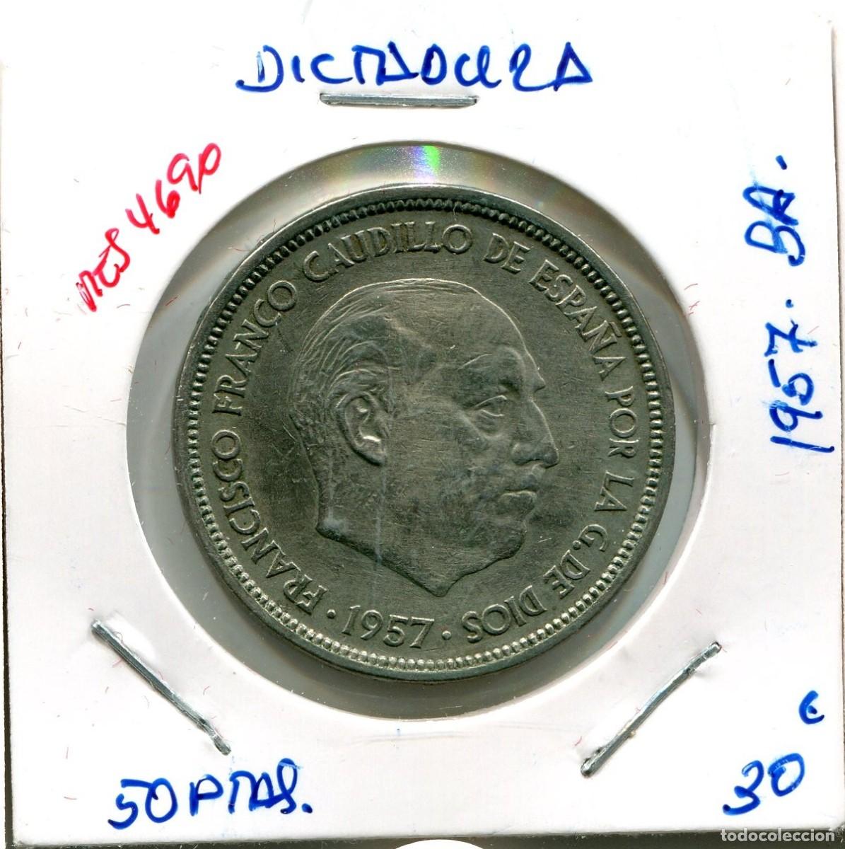 Monedas Franco: 50 PESETAS DICTADURA A&Ntilde;O 1957 BA ( MES4690 )