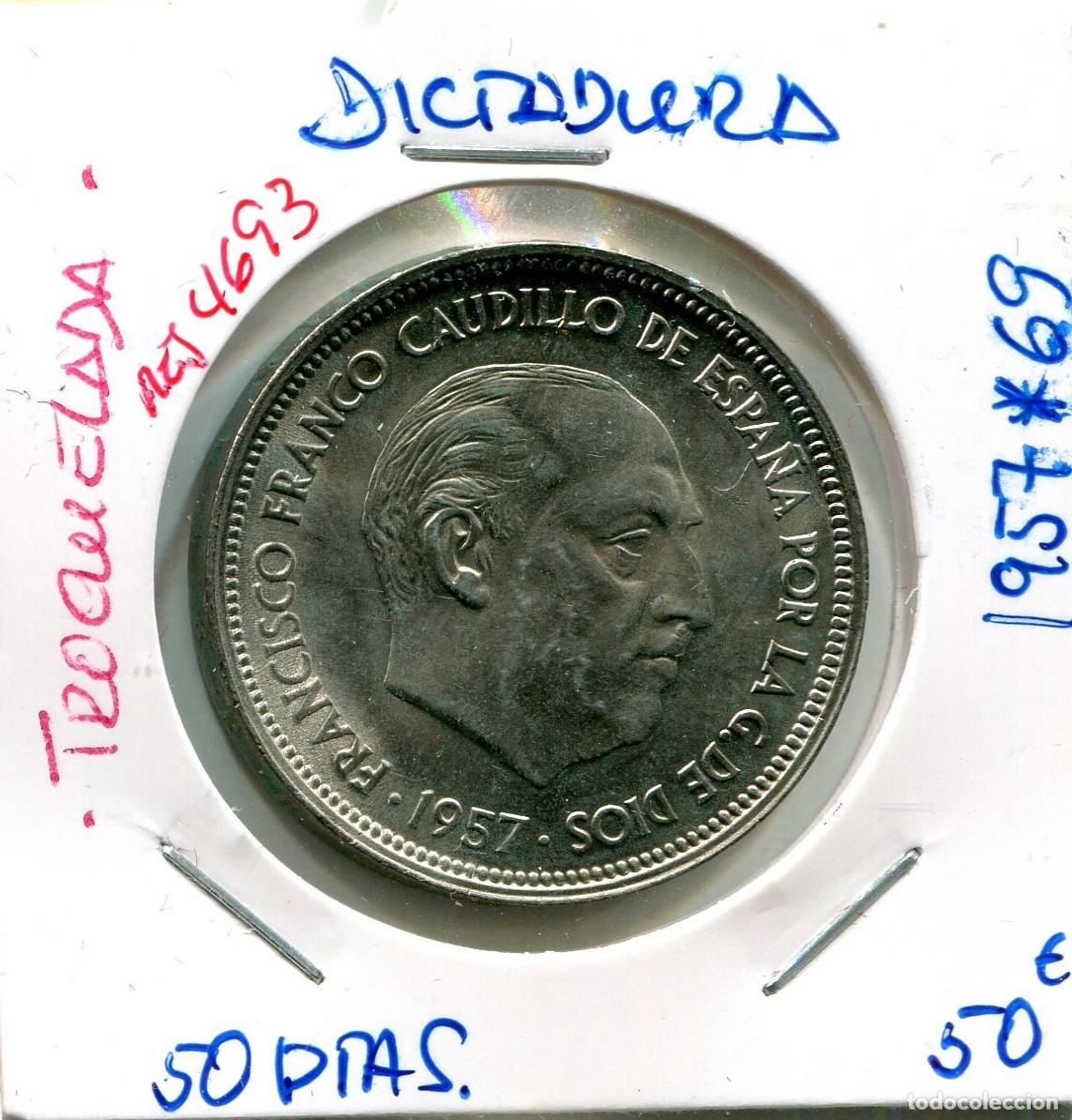 Monedas Franco: 50 PESETAS DICTADURA A&Ntilde;O 1957 *69 ( TROQUELADA ) ( MES4693 )