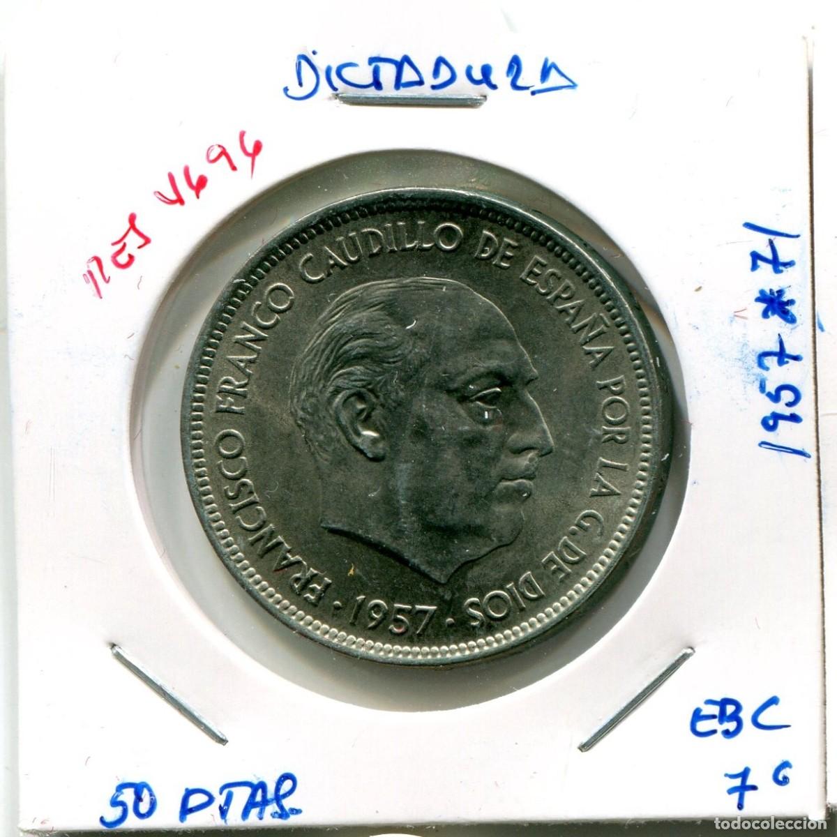 Monedas Franco: 50 PESETAS DICTADURA A&Ntilde;O 1957 *71 ( EBC ) ( MES4696 )