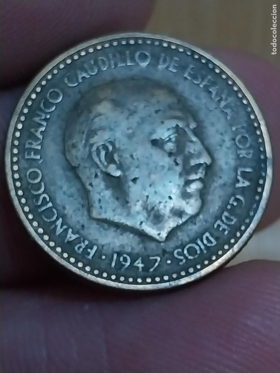 Monedas Franco: 1947 PESETA PTA ESTRELLAS ILEGIBLE MONEDA ESTADO ESPA&Ntilde;OL ORIGINAL CIRCULADA -**+++