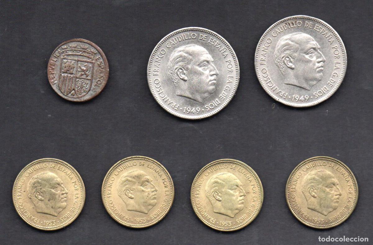 Monedas Franco: LOTE 7 MONEDAS TRUCADAS PARA TAPAR HUECOS - FRANCO y REPUBLICA