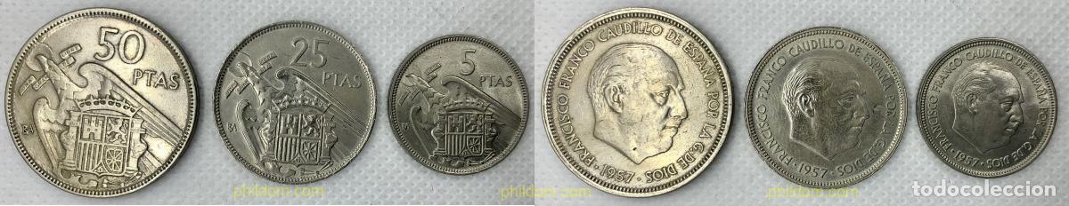 Monedas Franco: 2970 ESPA&Ntilde;A 1957 ESTADO ESPA&Ntilde;OL. SERIE COMPLETA 1957 BA BARCELONA.