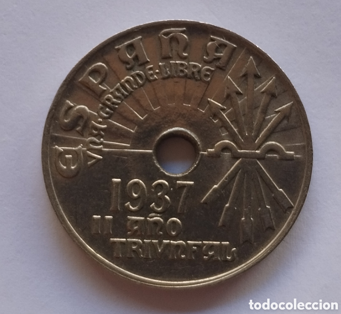 Monedas Franco: MONEDA DE 25 C&Eacute;NTIMOS 1937 ESPA&Ntilde;A II A&Ntilde;O TRIUNFAL