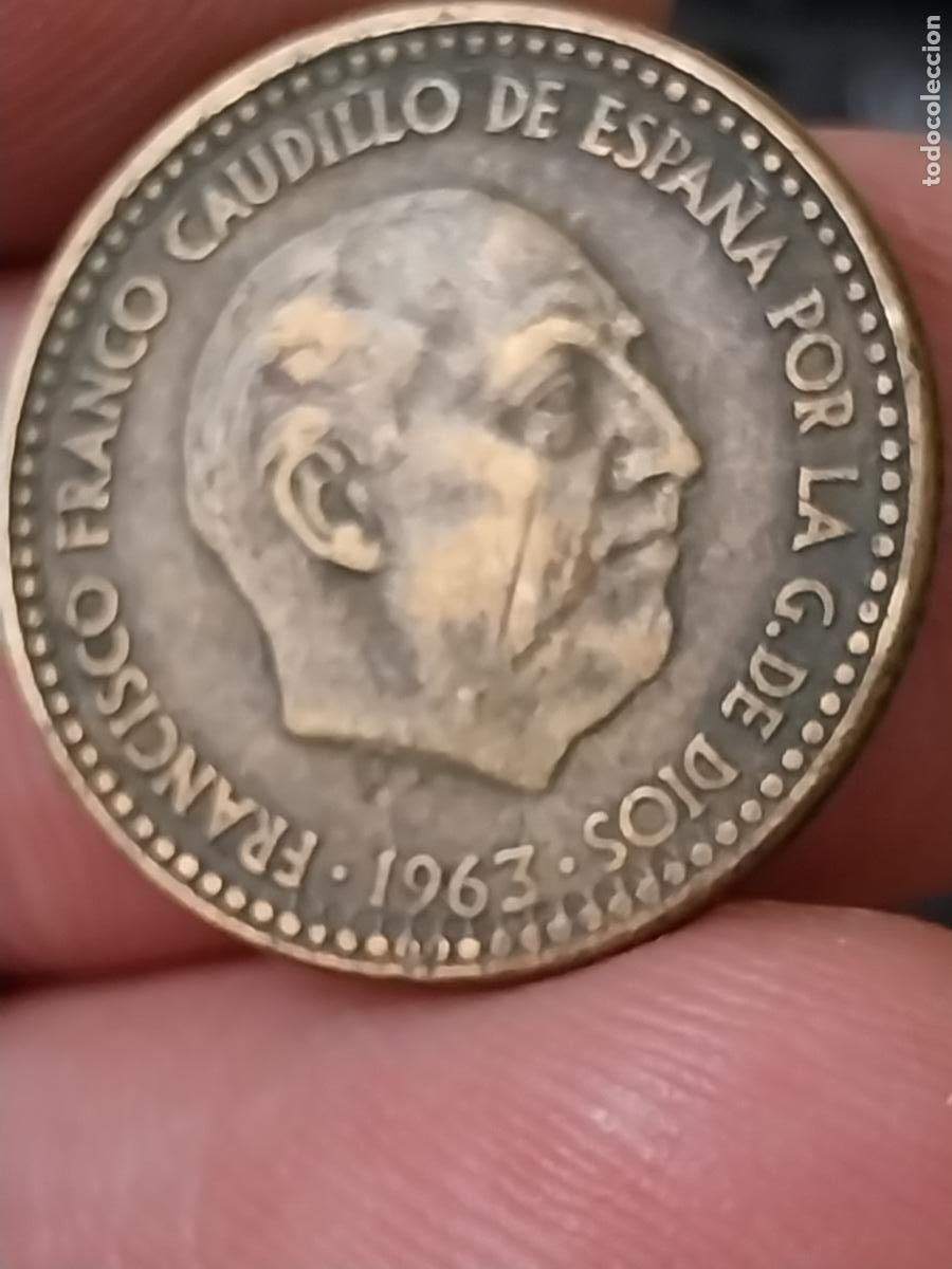 Monedas Franco: 1963 PESETA PTA ESTRELLA ILEGIBLE ESTADO ESPA&Ntilde;OL MONEDA ORIGINAL CIRCULADA +++