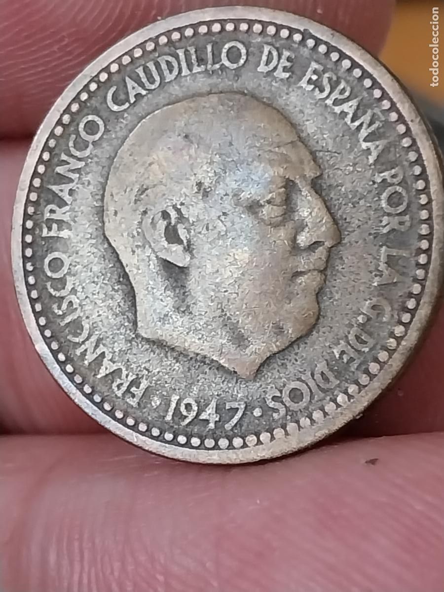 Monedas Franco: 1947 PESETA PTA ESTRELLA ILEGIBLE ESTADO ESPA&Ntilde;OL MONEDA ORIGINAL CIRCULADA ++*++