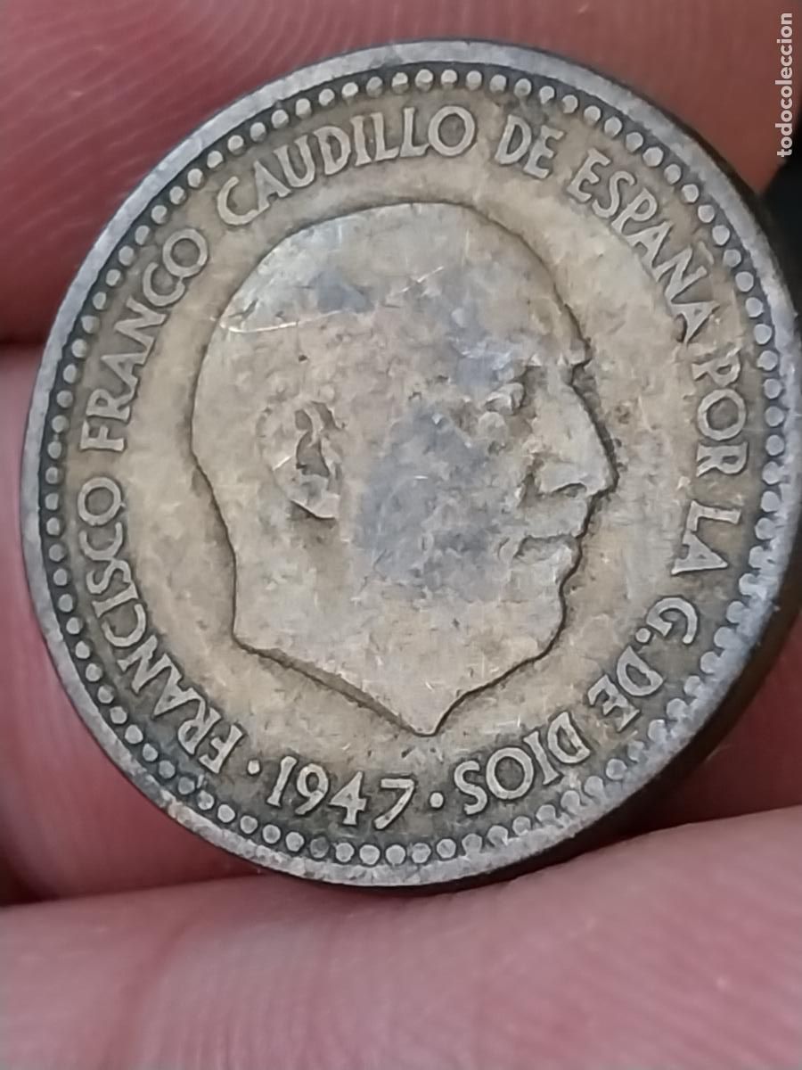 Monedas Franco: 1947 PESETA PTA ESTRELLA ILEGIBLE ESTADO ESPA&Ntilde;OL MONEDA ORIGINAL CIRCULADA ++*&Ccedil;++