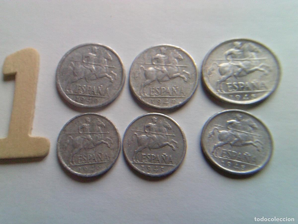 Monedas Franco: Lote 6 Monedas distintas de 5 y 10 c&eacute;ntimos Franco 1940-41-45 Jinete Ib&eacute;rico