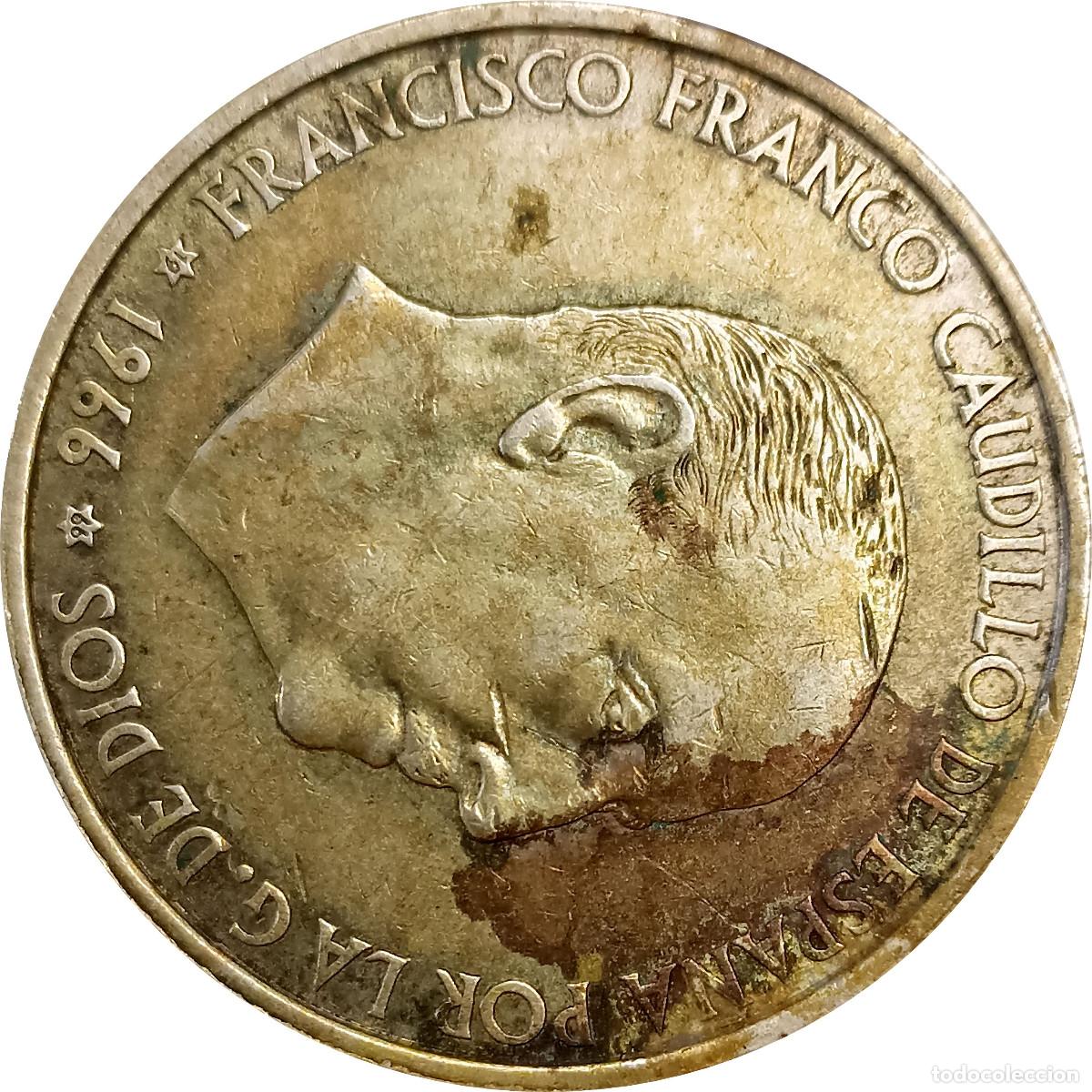 Monedas Franco: ∆ Espa&ntilde;a. 100 pesetas de 1966 *66 (Dictadura de Franco). KM# 797. (802).