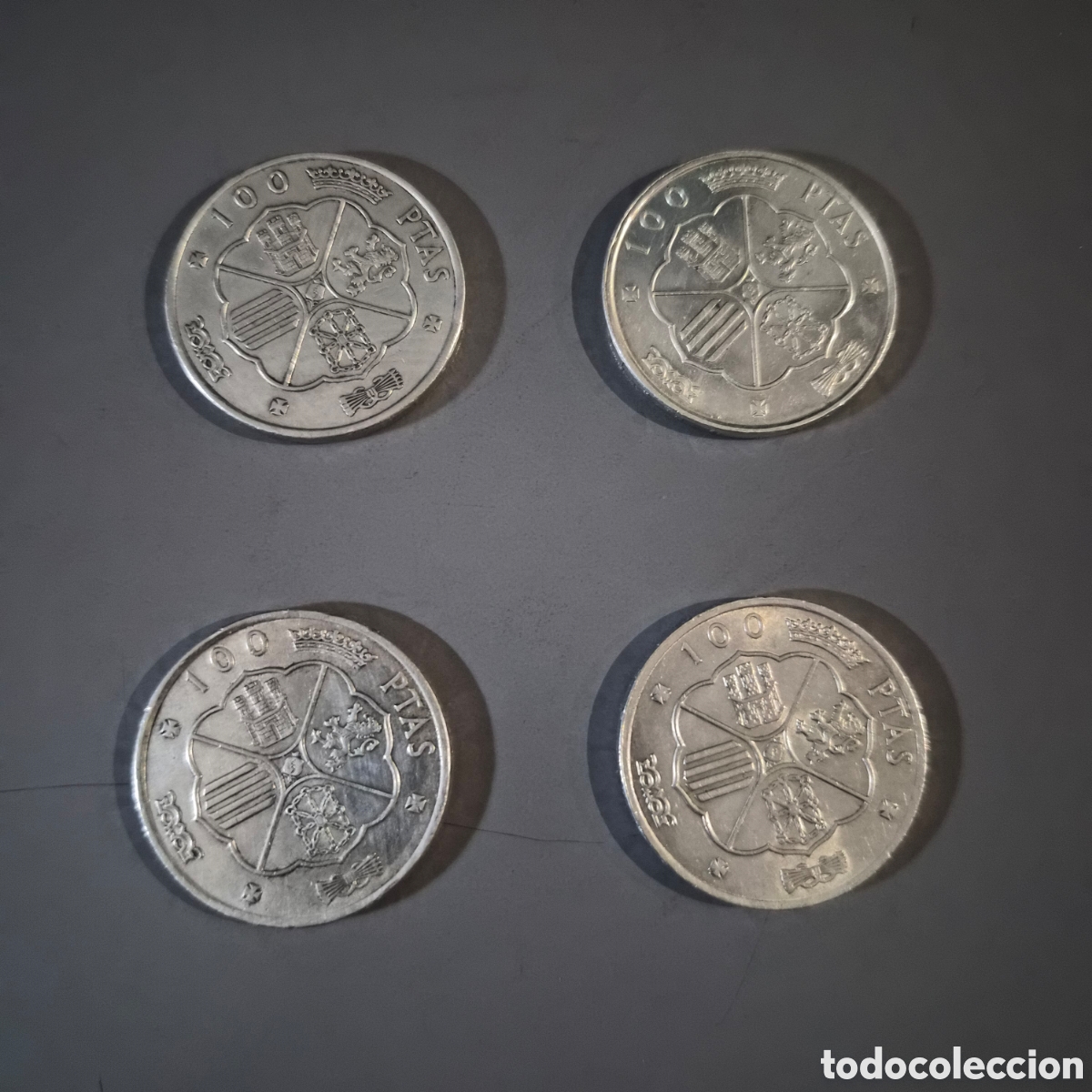 Monedas Franco: Lote de 4 monedas de plata de 100 pesetas Franco 1966