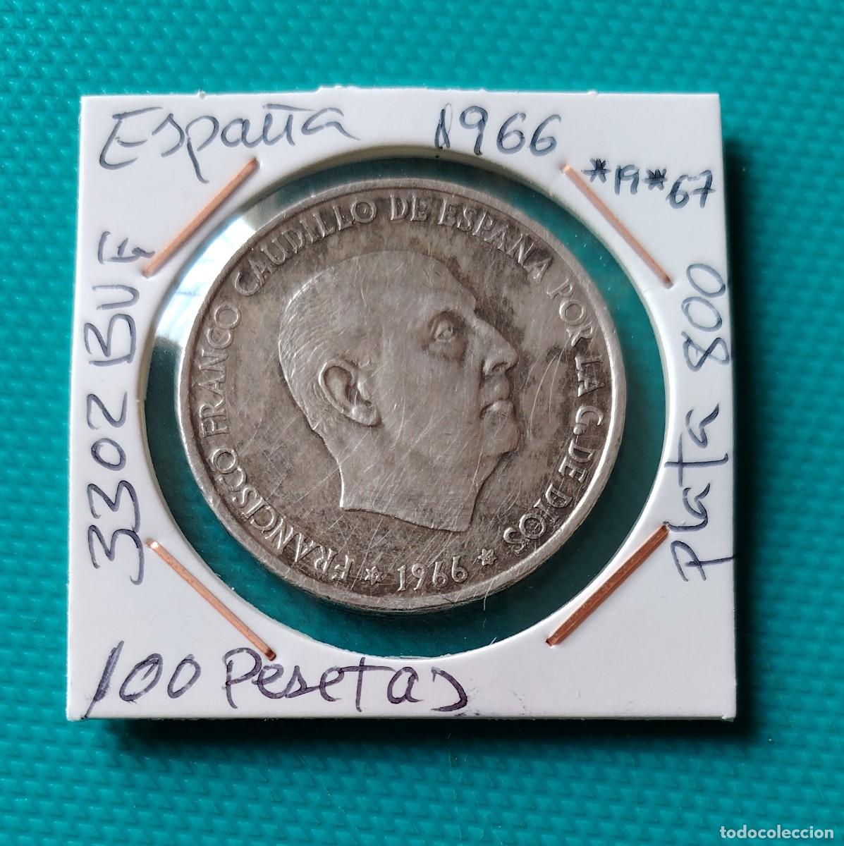 Monedas Franco: MONEDA DE ESPA&Ntilde;A - 100 PESETAS DE PLATA DEL A&Ntilde;O 1966 *19 *67 - PAQUITO - 3302BUF
