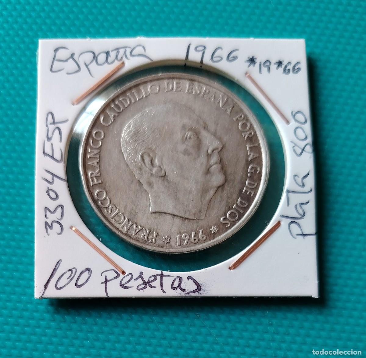 Monedas Franco: MONEDA DE ESPA&Ntilde;A - 100 PESETAS DE PLATA DEL A&Ntilde;O 1966 *19 *66 - PAQUITO - 3304ESP