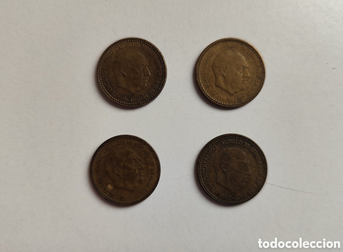 Monedas Franco: Monedas 1 Peseta Franco. Espa&ntilde;a 1953,1963